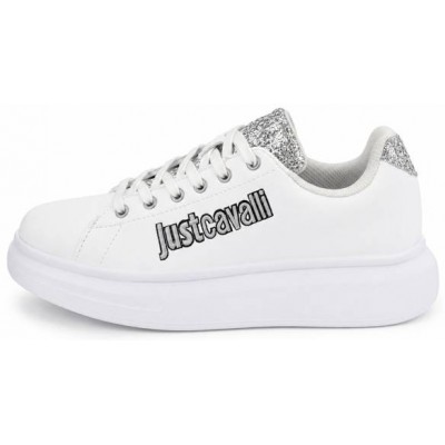 ΓΥΝΑΙΚΕΙΟ SNEAKER ΛΕΥΚΟ JUST CAVALLI 79RA3SB3 ZPB46 003 FONDO URSA DIS.1 LEATHER+GLITTER
