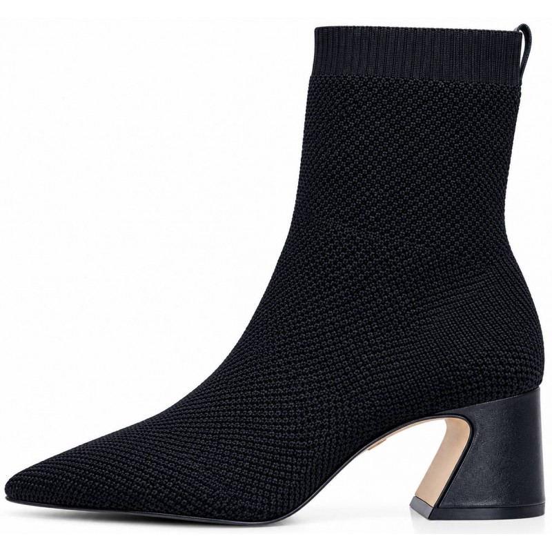 ΓΥΝΑΙΚΕΙΟ ΜΠΟΤΑΚΙ ΜΑΥΡΟ CARRANO 721005B/CAB01-KNIT/SOFT LEATHER (P.COURO)