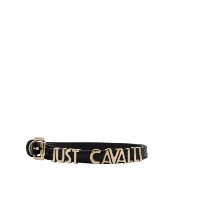 ΓΥΝΑΙΚΕΙΑ ΖΩΝΗ ΜΑΥΡΗ JUST CAVALLI 79RA6F4A ZSA76 899 SNAKE PU CINTURA JC NEW LETTERING