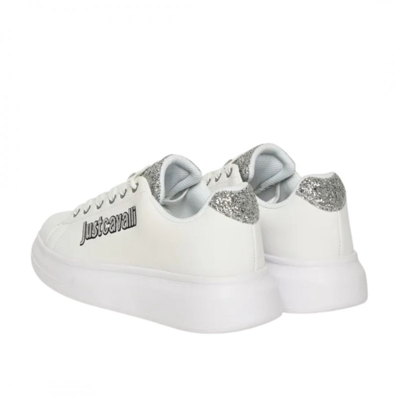ΓΥΝΑΙΚΕΙΟ SNEAKER ΛΕΥΚΟ JUST CAVALLI 79RA3SB3 ZPB46 003 FONDO URSA DIS.1 LEATHER+GLITTER