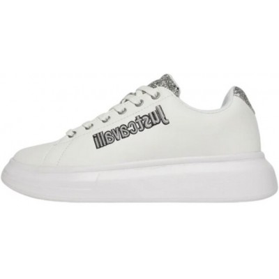 ΓΥΝΑΙΚΕΙΟ SNEAKER ΛΕΥΚΟ JUST CAVALLI 79RA3SB3 ZPB46 003 FONDO URSA DIS.1 LEATHER+GLITTER