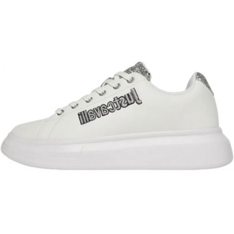 ΓΥΝΑΙΚΕΙΟ SNEAKER ΛΕΥΚΟ JUST CAVALLI 79RA3SB3 ZPB46 003 FONDO URSA DIS.1 LEATHER+GLITTER