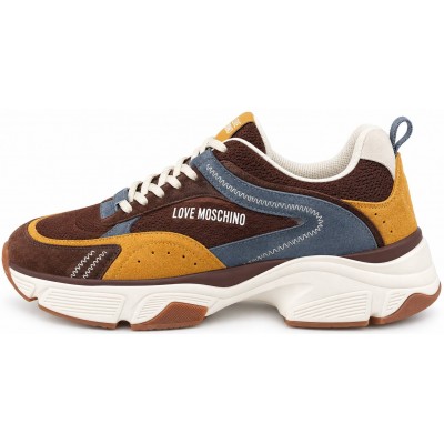 ΓΥΝΑΙΚΕΙΟ SNEAKER ΚΑΦΕ/ΜΠΛΕ/ΚΙΤΡΙΝΟ LOVE MOSCHINO JA15426G1PIQN30A SNEAKERD.STARDUST60 MIX CAC+AVI0+OC