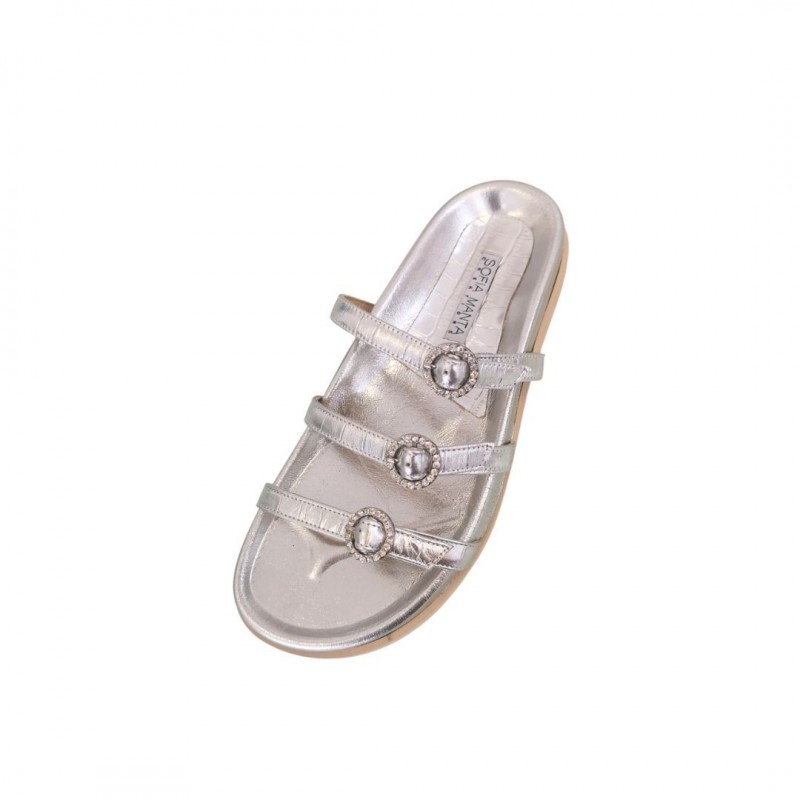 ΓΥΝΑΙΚΕΙΟ SLIPPER ΑΣΗΜΙ SOFIA MANTA 2033 SILVER
