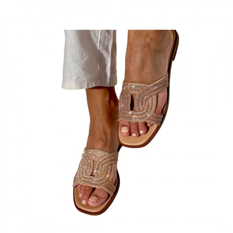 ΓΥΝΑΙΚΕΙΟ SLIPPER ΤΑΜΠΑ/ΧΡΥΣΟ SOFIA MANTA 364 PEACH