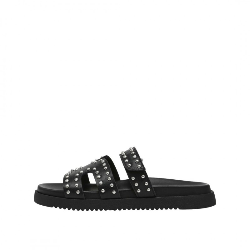 ΓΥΝΑΙΚΕΙΑ SLIPPERS ΜΑΥΡΟ STEVE MADDEN SM11003772-03001-032 BLACK WITH STUDS LEATHER