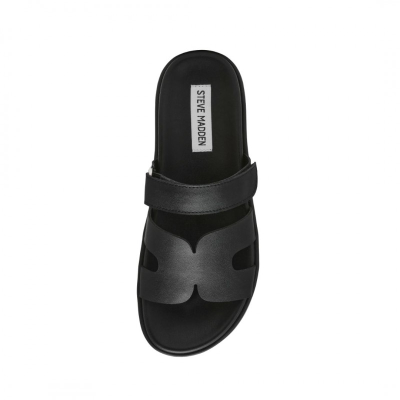 ΓΥΝΑΙΚΕΙΑ SLIPPERS ΜΑΥΡΟ STEVE MADDEN SM11003773-03001-05O BIGMISSILE BLK ACTION LEATHER