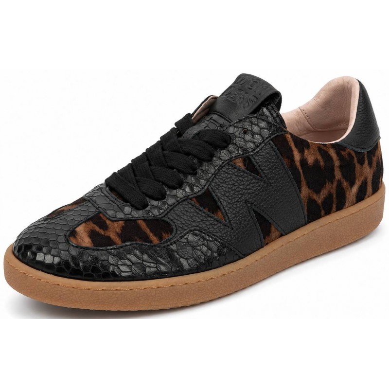 ΓΥΝΑΙΚΕΙΟ SNEAKER ΜΑΥΡΟ/ΛΕΟΠΑΡ WONDERS AP-2010